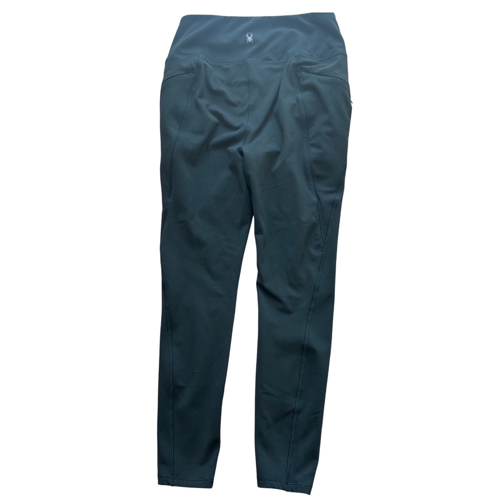 Spyder Leggings High Waisted Green Small Zipper Side Pockets Athletic Activewear